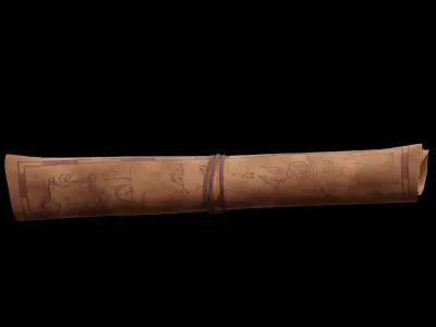 Old Rolled Treasure Map Low-poly 3D model
