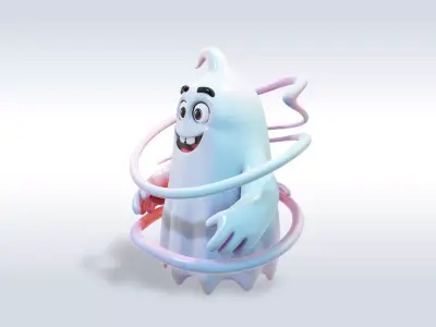 Cheerful Ghost Halloween Character 3D model purchase