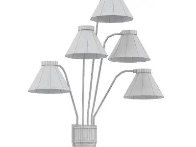 ROOSEVELT five light brass wall sconce with shades 3D model