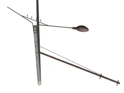 Old Trolleybus Power Line Low-poly 3D model