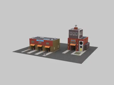 Low Poly Building Pack 4 Low-poly 3D model