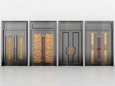 double door Low-poly 3D model