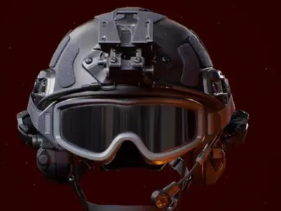 High Cut Tactical Helmet 3D model