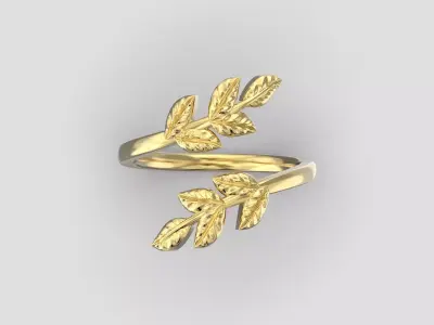 R 223 Leaf Ring 3D print model