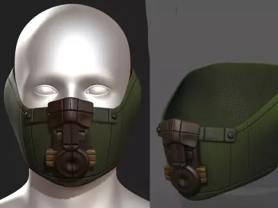 Gas mask respirator scifi futuristic 3d model  Low-poly 3D model