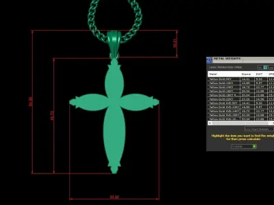 Light Gold 18K Cross Pendant 1CP093 3D print model