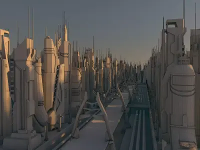 Mega Sci-Fi City Package Low-poly 3D model