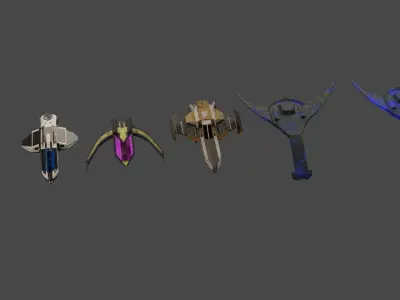 Low Poly Fighter Space Ship Low-poly 3D model