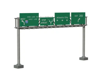 Highway Sign 05 Low-poly 3D model