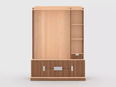 hallway 2 wooden cabinet with shelves and drawers 3D model