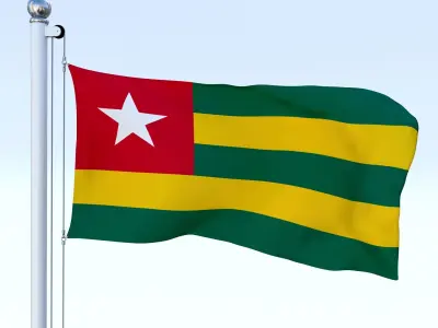 Animated Togo Flag Low-poly 3D model