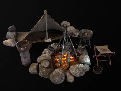 Medieval Outdoors Camping Pack  Low-poly 3D model