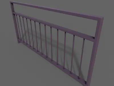 PBR Pedestrian Guard Rail Purple V3 Low-poly 3D model