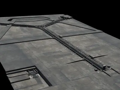 Road segments with crosses Low-poly 3D model