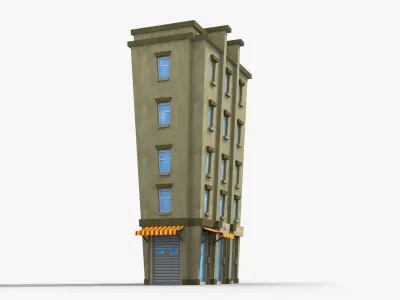 Cartoon Building x18 Low-poly 3D model