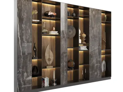 Shelf 3d Model bookcase with shelves and lighting 3D model