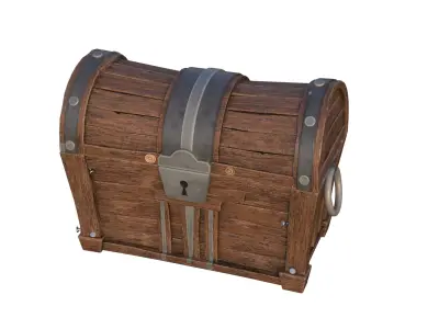 Stylized Wooden Chest PBR Low-poly 3D model