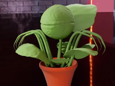 carnivorous plant with teeth - rigged 3D model