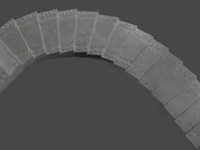 Stone house with stairs Low-poly 3D model