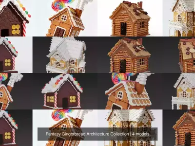 Fantasy Gingerbread Architecture Collection 3D Model Pack