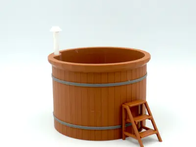miniature Wooden outdoor hot tub multi-color print  3D print model