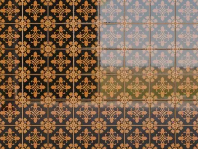 Gothic Floral Decorative Ceramic Tiles PBR Seamless Texture