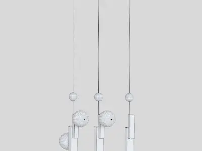 PANSY pendant light with three balls hanging from it 3D model
