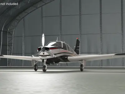  Beechcraft Bonanza Plane Rigged for Cinema 4D 