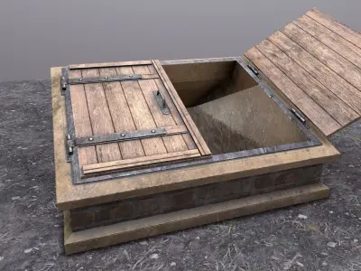 Basement Entrance and Basement Environment Low-poly 3D model