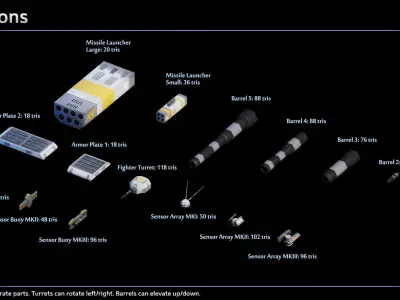 Spaceship Fighters  Scouts Low-poly 3D model