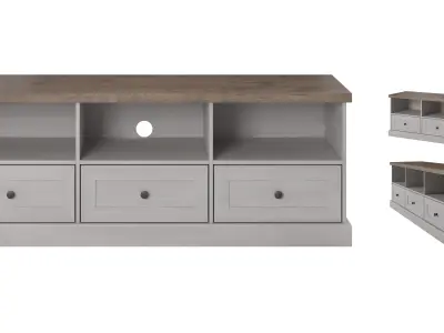 TV Cabinet Table model in colonial style with glass doors Low-poly 3D model