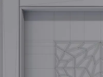 White curly interior door with arabic pattern 3D model