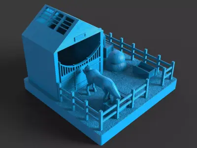 Puzzle horse stable 3D print model