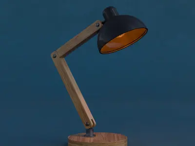Sleek Modern Wooden Desk Lamp 3D Model Free 3D model