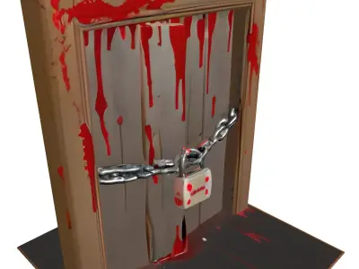 Bloody Chained Horror Door Low-poly 3D model