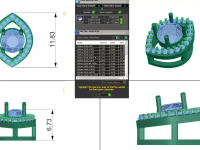 Marquise Halo Diamond Pendant CAD Jewelry Model 3DM STL 3D print model