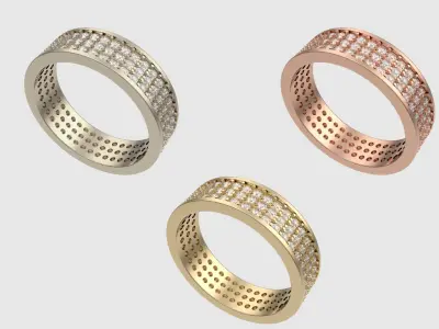 Three-Row Pave Set Ring JDBCo 3D print model