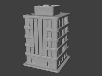 Modern Blue Office Building 3D - Low Poly Models Low-poly 3D model