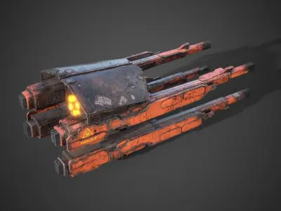 Sci-fi close combat gun turret  Low-poly 3D model