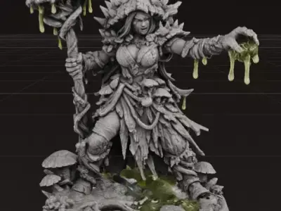 Mushroom Sorceress Witch 3D print model
