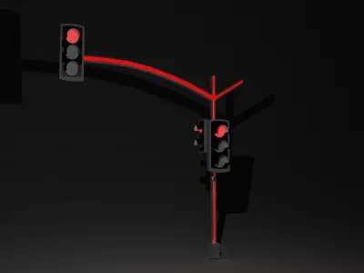 Traffic Lights with Led 3D model