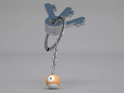 M Snooker Ball with Keychain 3D model