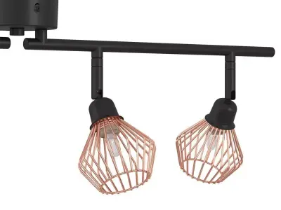 4 Light Metal Ceiling Lamp Copper Volga 3D model