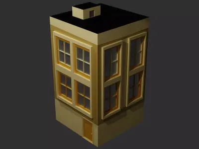 Two-story house Low-Poly Low-poly 3D model