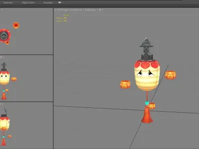 Cartoon Lantern character Low-poly 3D model