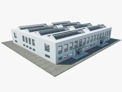 Warehouse interior and exterior 3D model