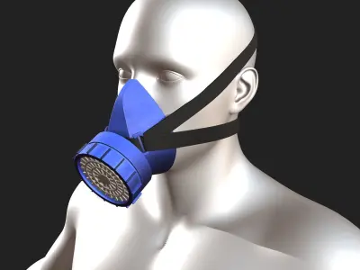 Gas mask protection futuristic technology armor  Low-poly 3D model