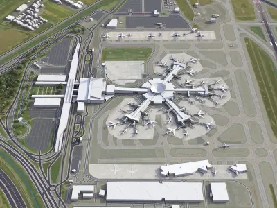 Tel Aviv - Ben Gurion Airport - TLV Low-poly 3D model