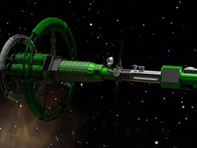 Spacecraft spaceship in space Low-poly 3D model