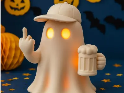 Middle Finger Ghost  Funny Tealight Holder and Figurine 3D print model